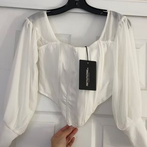 white sleeve corset top